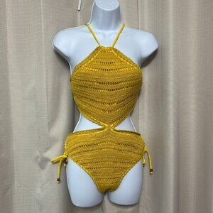 Wet Swimwear Lane Crochet Monokini One Piece Swimsuit Women's Size S Saffron NWT